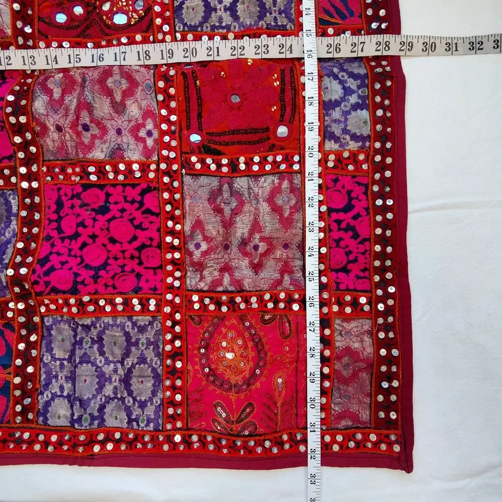 Handmade Bohemian Embroidered Patchwork Wall Hanging Tapestry from India 29
